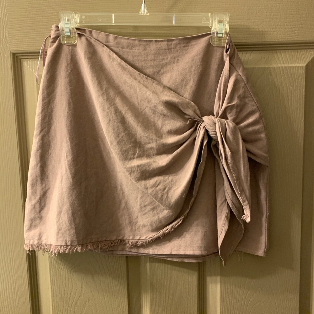 Blush pink wrap tie skirt